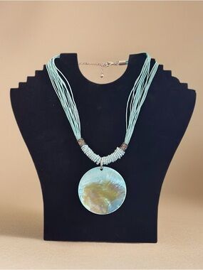 🌊 Sea Island Jewelry Necklace & Earrings Set – Coastal Shell Statement  Piece